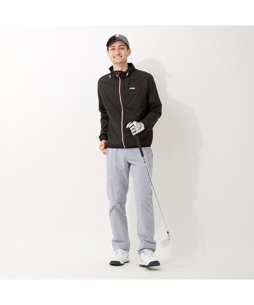 FILA GOLF(フィラゴルフ )の「FILA GOLF/フィラゴルフ ハイネックフード ラグランスリーブ ポケッタブルブルゾン/撥水加工 吸汗速乾 UVカット/ゴルフウェア/メンズ(ブルゾン・メンズ・ブルー/ブラック/ネイビー・LL/M/3L/L)」の15枚目の写真