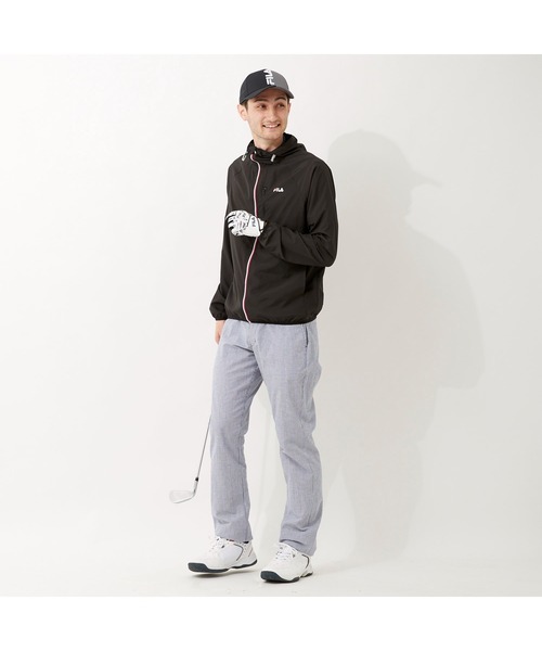 FILA GOLF(フィラゴルフ )の「FILA GOLF/フィラゴルフ ハイネックフード ラグランスリーブ ポケッタブルブルゾン/撥水加工 吸汗速乾 UVカット/ゴルフウェア/メンズ(ブルゾン・メンズ・ブルー/ブラック/ネイビー・LL/M/3L/L)」の20枚目の写真