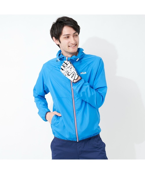 FILA GOLF(フィラゴルフ )の「FILA GOLF/フィラゴルフ ハイネックフード ラグランスリーブ ポケッタブルブルゾン/撥水加工 吸汗速乾 UVカット/ゴルフウェア/メンズ(ブルゾン・メンズ・ブルー/ブラック/ネイビー・LL/M/3L/L)」の22枚目の写真