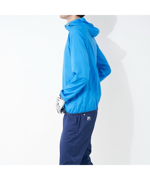 FILA GOLF(フィラゴルフ )の「FILA GOLF/フィラゴルフ ハイネックフード ラグランスリーブ ポケッタブルブルゾン/撥水加工 吸汗速乾 UVカット/ゴルフウェア/メンズ(ブルゾン・メンズ・ブルー/ブラック/ネイビー・LL/M/3L/L)」の11枚目の写真