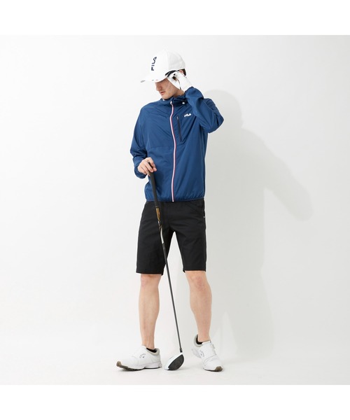 FILA GOLF(フィラゴルフ )の「FILA GOLF/フィラゴルフ ハイネックフード ラグランスリーブ ポケッタブルブルゾン/撥水加工 吸汗速乾 UVカット/ゴルフウェア/メンズ(ブルゾン・メンズ・ブルー/ブラック/ネイビー・LL/M/3L/L)」の10枚目の写真