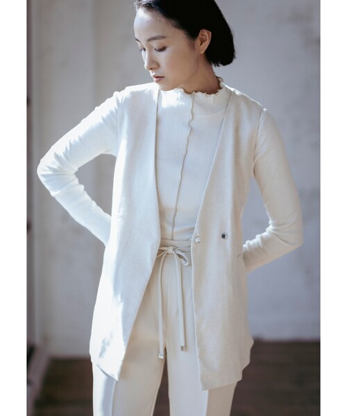 THE SHOP TK （ザ ショップ ティーケー ）の「◆リネン混ミドル丈ジレ（ベスト・レディース・ダークブラウン/ライトベージュ・12）」の5枚目の写真