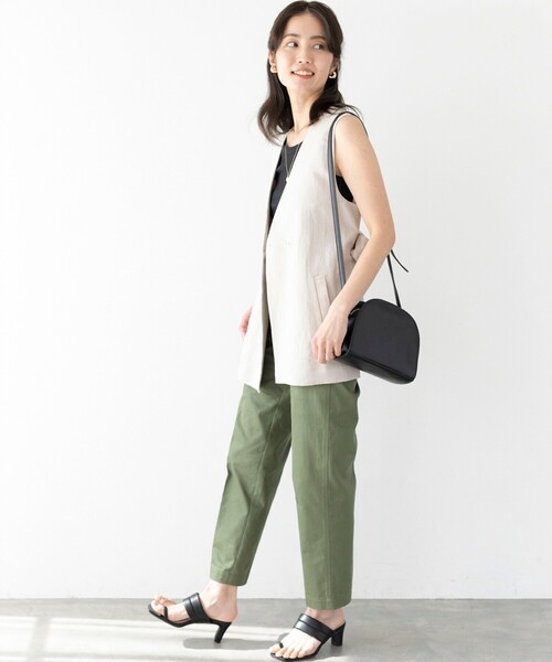 THE SHOP TK （ザ ショップ ティーケー ）の「◆リネン混ミドル丈ジレ（ベスト・レディース・ダークブラウン/ライトベージュ・12）」の7枚目の写真