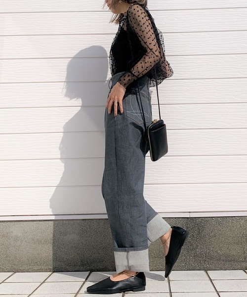Q（キュー）の「シアードットギャザーブラウス（シャツ/ブラウス・レディース・ベージュ系その他/ブラック系その他・MEDIUM）」の10枚目の写真