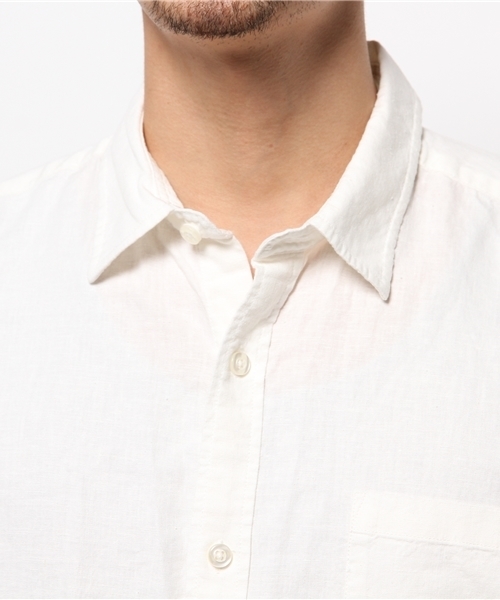 WEGO（ウィゴー）の「WEGO/フレンチリネンMIXロングシャツ（シャツ/ブラウス・メンズ・ホワイト/ホワイト系その他/ネイビー/ブルー系その他・MEDIUM/LARGE）」の13枚目の写真