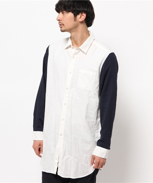 WEGO（ウィゴー）の「WEGO/フレンチリネンMIXロングシャツ（シャツ/ブラウス・メンズ・ホワイト/ホワイト系その他/ネイビー/ブルー系その他・MEDIUM/LARGE）」の17枚目の写真