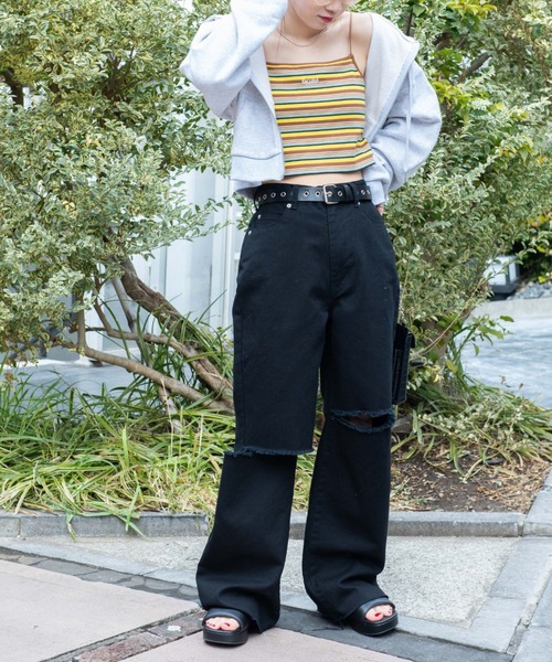 WEGO(ウィゴー)の「WEGO/カップインロゴ刺繍キャミソール(キャミソール・レディース・ケリー/ブラック/ホワイト/ブラウン系その他5/アニマル/ライム/オレンジ・FREE)」の9枚目の写真