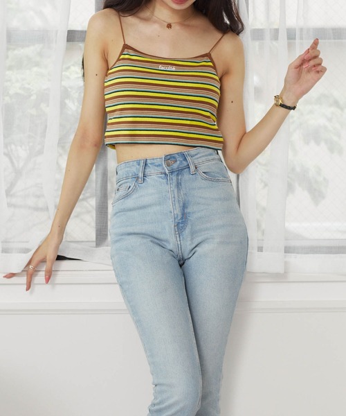 WEGO（ウィゴー）の「WEGO/カップインロゴ刺繍キャミソール