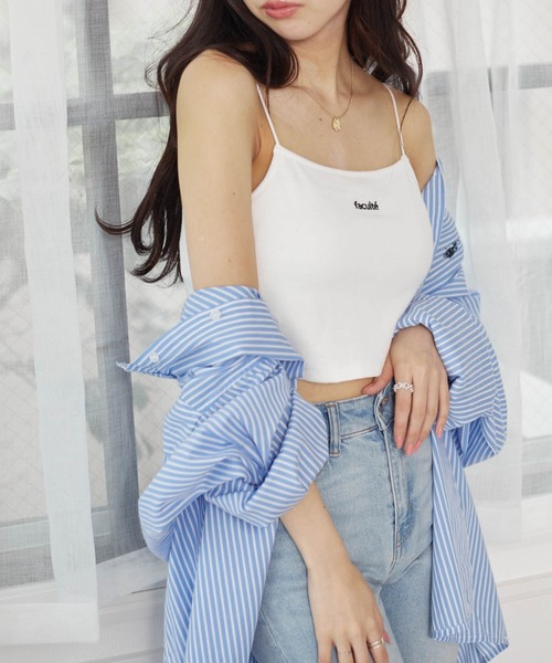 WEGO(ウィゴー)の「WEGO/カップインロゴ刺繍キャミソール(キャミソール・レディース・ケリー/ブラック/ホワイト/ブラウン系その他5/アニマル/ライム/オレンジ・FREE)」の15枚目の写真