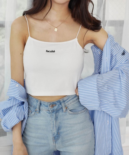 WEGO(ウィゴー)の「WEGO/カップインロゴ刺繍キャミソール(キャミソール・レディース・ケリー/ブラック/ホワイト/ブラウン系その他5/アニマル/ライム/オレンジ・FREE)」の11枚目の写真