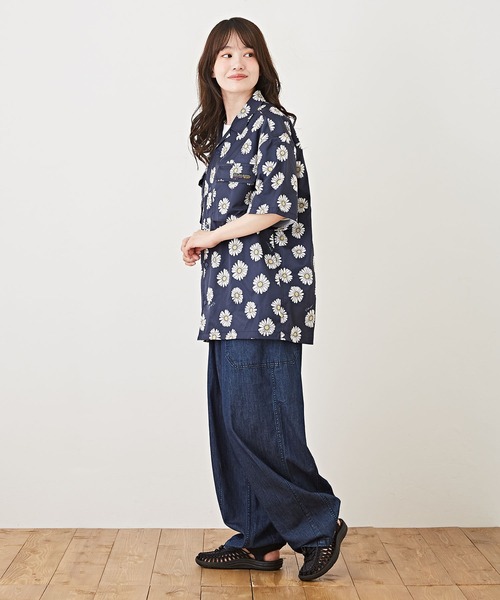 CUBE SUGAR（キューブシュガー）の「アクティブストレッチ総柄アウトドア半袖開襟シャツ（シャツ/ブラウス・レディース・カモフラージュ/オレンジ系その他/ネイビー×ホワイト・M）」の13枚目の写真