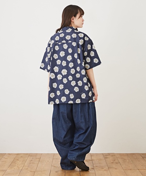 CUBE SUGAR（キューブシュガー）の「アクティブストレッチ総柄アウトドア半袖開襟シャツ（シャツ/ブラウス・レディース・カモフラージュ/オレンジ系その他/ネイビー×ホワイト・M）」の14枚目の写真