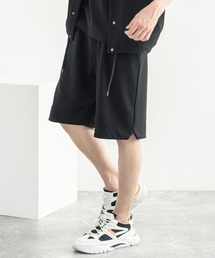 カットジョーゼットリラックスストレッチ ワンタックワイドショートパンツ