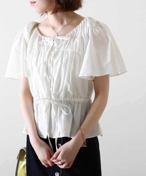 Cheek(チーク)の「ドロストギャザーフレアブラウス(シャツ/ブラウス・レディース・オフホワイト/ピンク/グリーン・MEDIUM)」の21枚目の写真