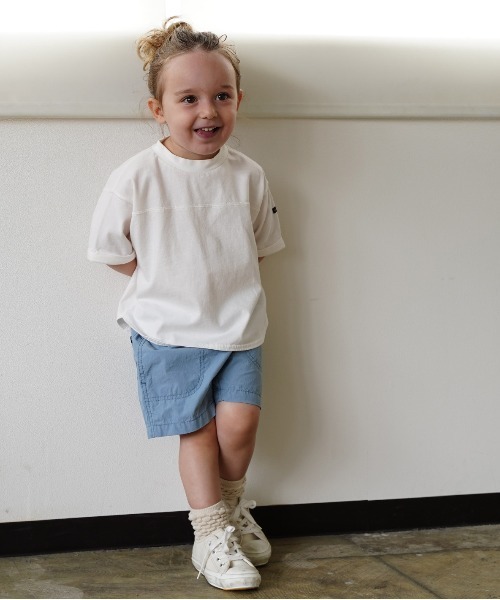 quoti use fith（クゥオティ　ユース　フィス）の「ベーシック天竺 BIG フットボール 半袖 Tシャツ（Tシャツ/カットソー・キッズ・ブルー/チャコールグレー/ホワイト・110/90/100/120/130/80）」の12枚目の写真