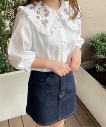 刺繍襟フリルブラウス【ZOZOTOWN限定アイテム】