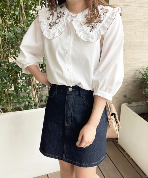 apres jour(アプレジュール)の「刺繍襟フリルブラウス【ZOZOTOWN限定アイテム】(シャツ/ブラウス・レディース・オフホワイト/ピンクベージュ/ラベンダー・フリー/X-LARGE)」の19枚目の写真