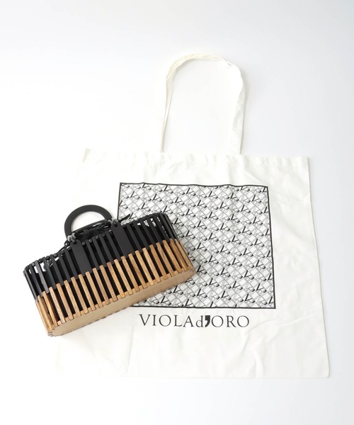 レア【未使用】ヴィオラドーロ バッファローホーン×ウッド 横型ハンドバッグ VIOLAd'ORO（ヴィオラドーロ）の「【VIOLAd'ORO／ヴィオラドーロ