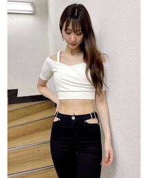 ハーフスリーブ2WAYカシュクールデザイントップス