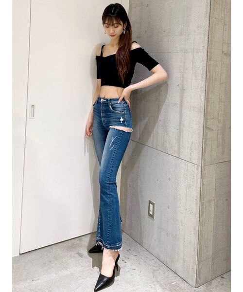 GYDA（ジェイダ）の「ハーフスリーブ2WAYカシュクールデザイントップス（Tシャツ/カットソー・レディース・ブラック/オフホワイト/グリーン・FREE）」の7枚目の写真