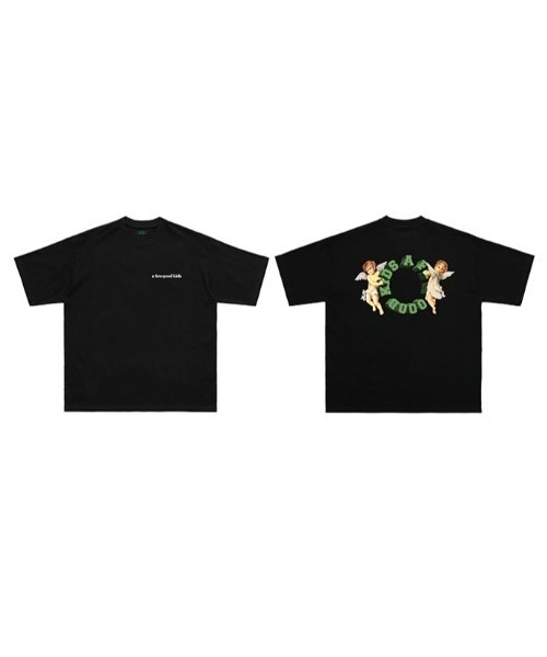A FEW GOOD KIDS(ア フュー グッド キッズ)の「A'GEM/9 × .kom『A FEW GOOD KIDS/ア フュー グッド キッズ』ANGEL CIRCLE LOGO T-shirt/エンジェル 3Dサークルロゴ ベーシック 半袖Tシャツ(Tシャツ/カットソー・メンズ・ホワイト/ブラック・M/L)」の6枚目の写真