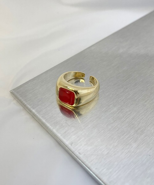 BROTHERHOOD(ブラザーフッド)の「【earyear】スクエアストーントップ ボリュームリング ゴールド(リング・レディース・クリア/レッド/ブルー/グリーン/ホワイト/ブラック/グレー・FREE)」の12枚目の写真