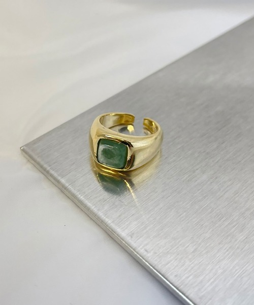 BROTHERHOOD(ブラザーフッド)の「【earyear】スクエアストーントップ ボリュームリング ゴールド(リング・レディース・クリア/レッド/ブルー/グリーン/ホワイト/ブラック/グレー・FREE)」の9枚目の写真