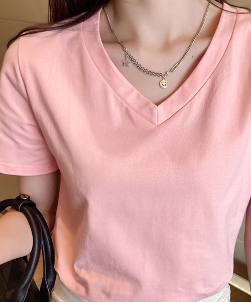 Ulysses(ユリシス)の「ベーシックVネックTシャツ(Tシャツ/カットソー・レディース・ホワイト/ブラック/パープル/ピンク/グレー/ベージュ/ブルーグレー・M/L)」の12枚目の写真
