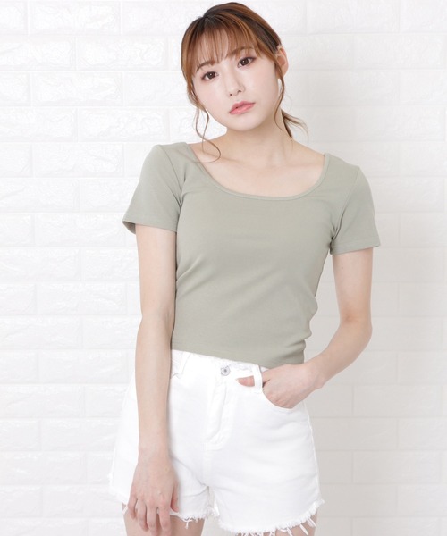 Lace Ladies(レースレディース)の「スクエアネック半袖Tシャツ(Tシャツ/カットソー・レディース・ホワイト/ブラック/グレー・S/M/L/XL)」の10枚目の写真