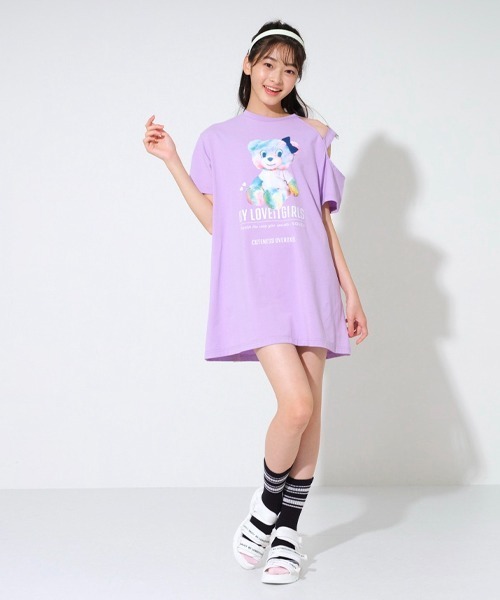 by LOVEiT(バイラビット)の「タイダイラビ子ワンピース(ワンピース・キッズ・ブラック/ホワイト/ラベンダー・120cm/140cm/150cm/130cm/160cm)」の3枚目の写真