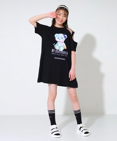 by LOVEiT(バイラビット)の「タイダイラビ子ワンピース(ワンピース・キッズ・ブラック/ホワイト/ラベンダー・120cm/140cm/150cm/130cm/160cm)」の2枚目の写真
