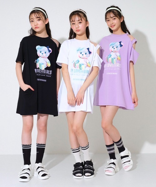 by LOVEiT(バイラビット)の「タイダイラビ子ワンピース(ワンピース・キッズ・ブラック/ホワイト/ラベンダー・120cm/140cm/150cm/130cm/160cm)」の15枚目の写真