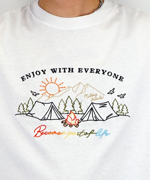 Burner(バーナー)の「【GROOVY STORE】ビッグシルエット 刺繍 キャンプ Tシャツ USAコットン(Tシャツ/カットソー・メンズ・ネイビー/ブラック/グリーン/ホワイト・M/LL/L)」の6枚目の写真