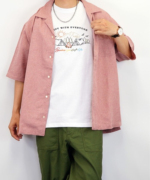 Burner(バーナー)の「【GROOVY STORE】ビッグシルエット 刺繍 キャンプ Tシャツ USAコットン(Tシャツ/カットソー・メンズ・ネイビー/ブラック/グリーン/ホワイト・M/LL/L)」の7枚目の写真