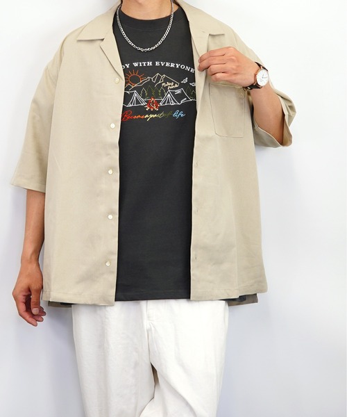 Burner(バーナー)の「【GROOVY STORE】ビッグシルエット 刺繍 キャンプ Tシャツ USAコットン(Tシャツ/カットソー・メンズ・ネイビー/ブラック/グリーン/ホワイト・M/LL/L)」の13枚目の写真