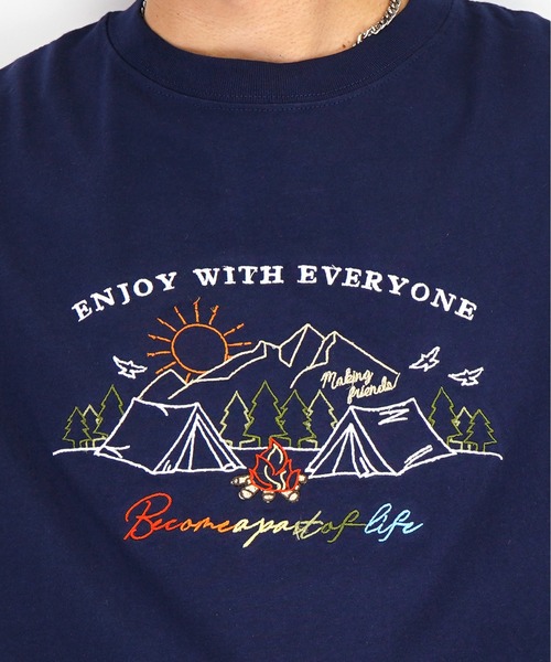 Burner(バーナー)の「【GROOVY STORE】ビッグシルエット 刺繍 キャンプ Tシャツ USAコットン(Tシャツ/カットソー・メンズ・ネイビー/ブラック/グリーン/ホワイト・M/LL/L)」の22枚目の写真