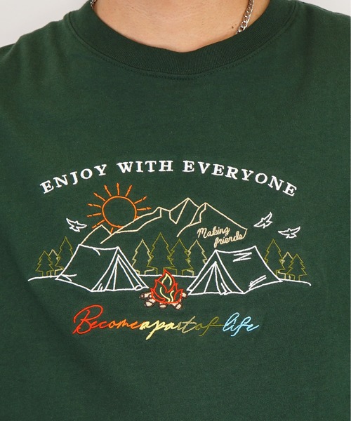 Burner(バーナー)の「【GROOVY STORE】ビッグシルエット 刺繍 キャンプ Tシャツ USAコットン(Tシャツ/カットソー・メンズ・ネイビー/ブラック/グリーン/ホワイト・M/LL/L)」の17枚目の写真