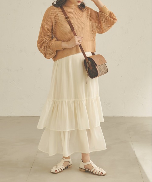 Ambre Neige(アンブルネージュ)の「2WAYメッシュカーディガン/【WEB/EC限定商品】(カーディガン/ボレロ・レディース・ベージュ/オレンジ/アイボリー・FREE)」の14枚目の写真