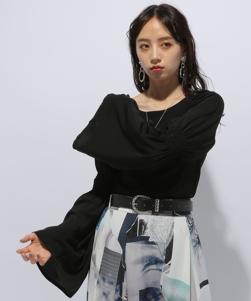 HARE(ハレ)の「2WAYドッキングソデフレアシアーカットソー(HARE)(Tシャツ/カットソー・レディース・ホワイト/ブラック・FREE)」の7枚目の写真