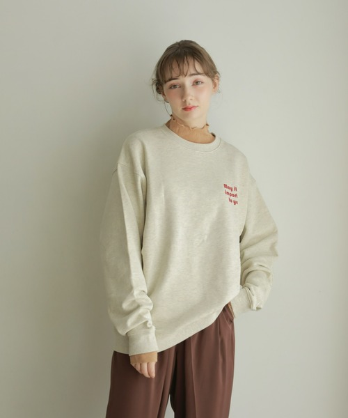 onetome（ワントゥーミー）の「オーバーサイズロゴスウェット【ユニセックス】（スウェット・レディース・ネイビー/オートミール・M/XL）」の13枚目の写真