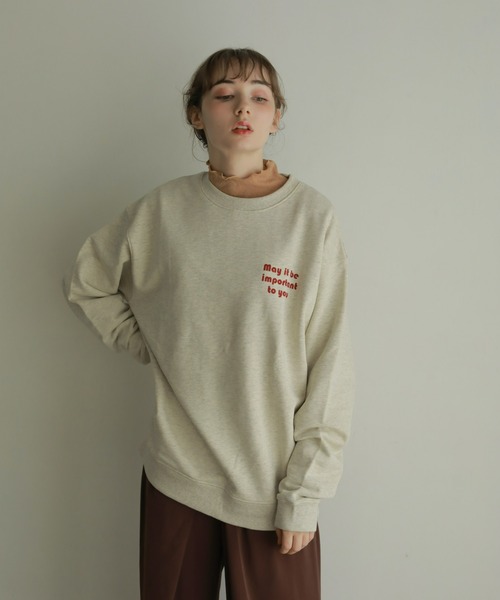 onetome（ワントゥーミー）の「オーバーサイズロゴスウェット【ユニセックス】（スウェット・レディース・ネイビー/オートミール・M/XL）」の14枚目の写真