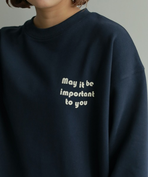 onetome（ワントゥーミー）の「オーバーサイズロゴスウェット【ユニセックス】（スウェット・レディース・ネイビー/オートミール・M/XL）」の8枚目の写真