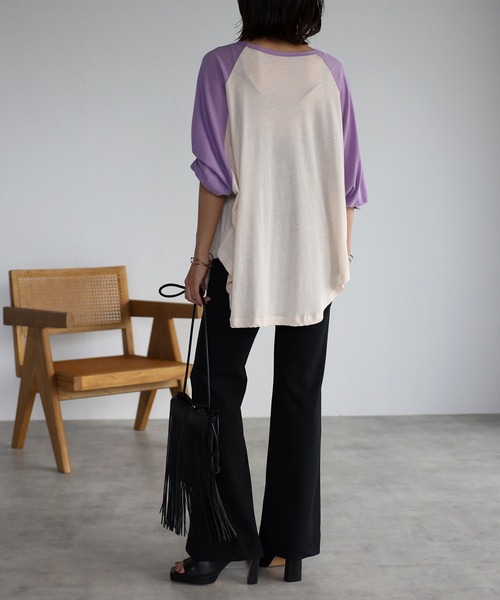 mi via loca（ミヴィアロカ）の「ラグランロングスリーブTシャツ（Tシャツ/カットソー・レディース・ブラック/オレンジ/ラベンダー・FREE）」の11枚目の写真