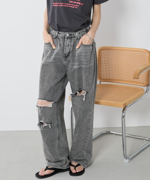 Auntie Rosa Holiday（アンティローザホリデー）の「ハイウエストルーズデニム / ダメージハイライズデニム（デニムパンツ・レディース・ブルー/グレー/グレー系その他/ブルー系その他/ブラック/ダークブルー・SMALL/MEDIUM/LARGE）」の18枚目の写真