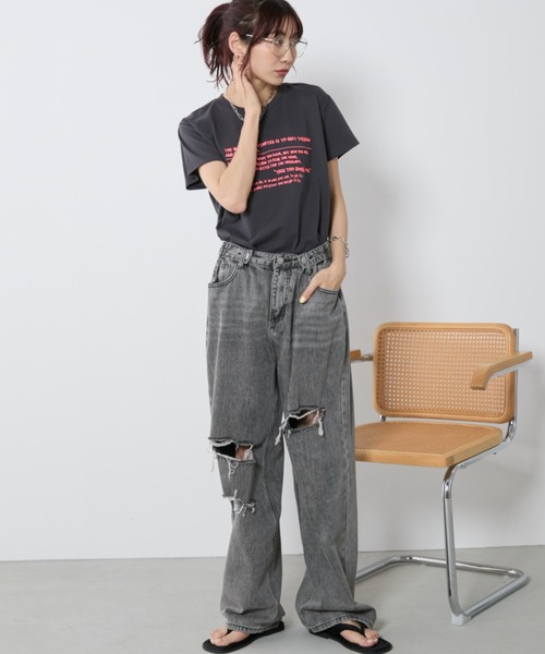 Auntie Rosa Holiday（アンティローザホリデー）の「ハイウエストルーズデニム / ダメージハイライズデニム（デニムパンツ・レディース・ブルー/グレー/グレー系その他/ブルー系その他/ブラック/ダークブルー・SMALL/MEDIUM/LARGE）」の21枚目の写真