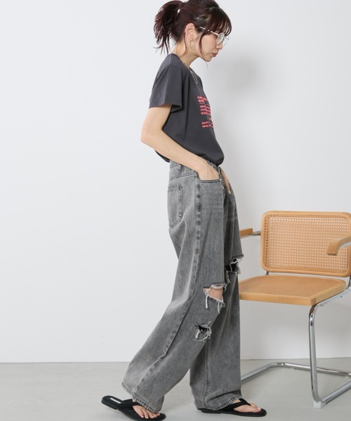 Auntie Rosa Holiday（アンティローザホリデー）の「ハイウエストルーズデニム / ダメージハイライズデニム（デニムパンツ・レディース・ブルー/グレー/グレー系その他/ブルー系その他/ブラック/ダークブルー・SMALL/MEDIUM/LARGE）」の22枚目の写真