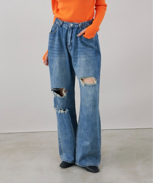 ★  Jeans★ ハイライズルーズデニム 青 レディース Auntie Rosa Holiday（アンティローザホリデー）の「ハイ