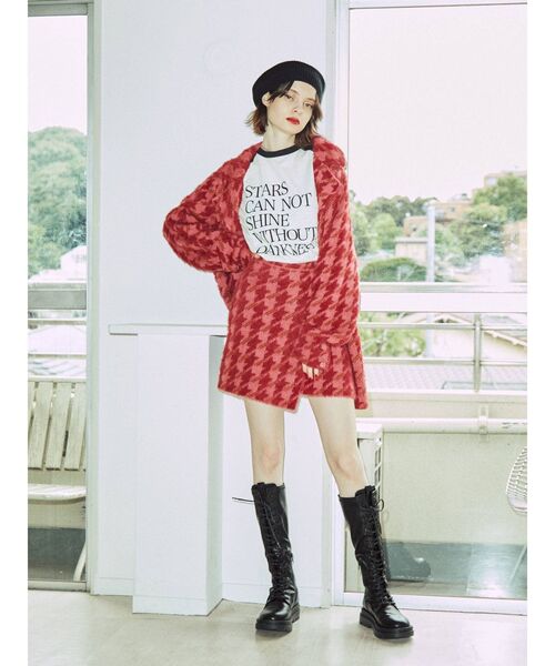 jouetie（ジュエティ）の「チェックパターンニットジャケット【セットアップ対応】（その他アウター・レディース・ピンク/グレー/イエロー・MEDIUM）」の7枚目の写真