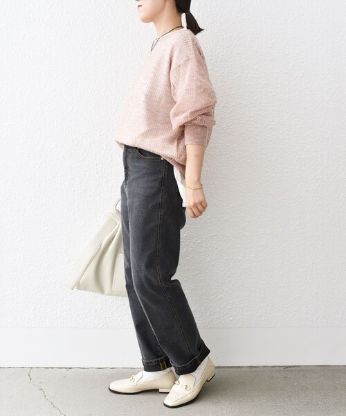 SHIPS(シップス)の「*メッシュモヘヤ×カットソーコンビネーション◆(ニット/セーター・レディース・ブラック/ピンク/グリーン/ナチュラル/ライトパープル・ONE SIZE)」の13枚目の写真