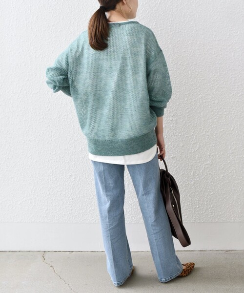 SHIPS(シップス)の「*メッシュモヘヤ×カットソーコンビネーション◆(ニット/セーター・レディース・ブラック/ピンク/グリーン/ナチュラル/ライトパープル・ONE SIZE)」の22枚目の写真